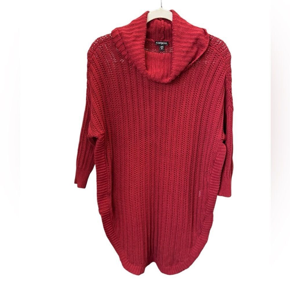 Expresss 3/4 sleeve knit turtleneck sweater brick red size small